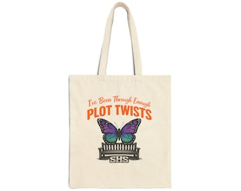 Torba typu tote – „Przeżyłam już wystarczająco dużo zwrotów akcji” Torba z kolekcji Butterfly Library dla miłośników książek