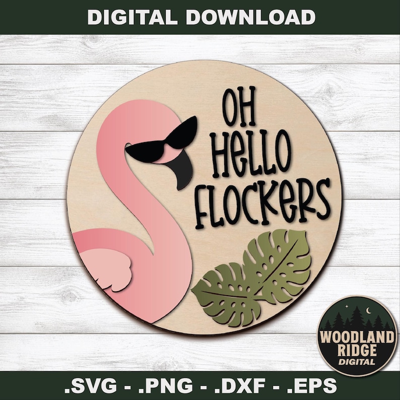 Flamingo Door Hanger SVG, Layered Tropical Summer Laser Cut File ...