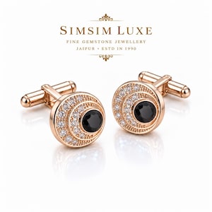 Natural Ruby & Moissanite Cufflinks, 925 Sterling Silver 18K Gold Plated Men’s Cuff Links, Luxury Wedding Groom Formal Gift for Him