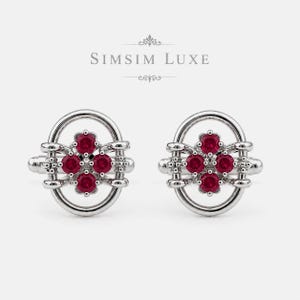 Ruby Cufflinks for Men, 925 Sterling Silver, Luxury Gemstone Cuff Links, Handmade Wedding Gift for Groom, Anniversary Gift, Formal Wear