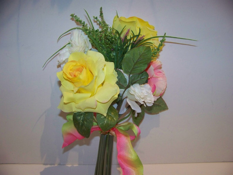 Bouquet of Flowers Tied With Ribbon Etsy