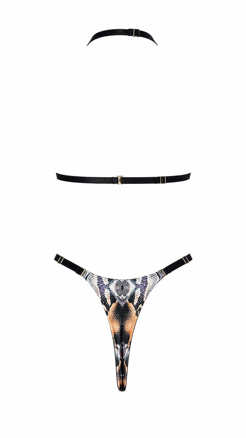 Adjustable Triangle Bikini Set, Python Print Swimsuit, Handmade Resort Swimwear, Sculpted Fit image 4