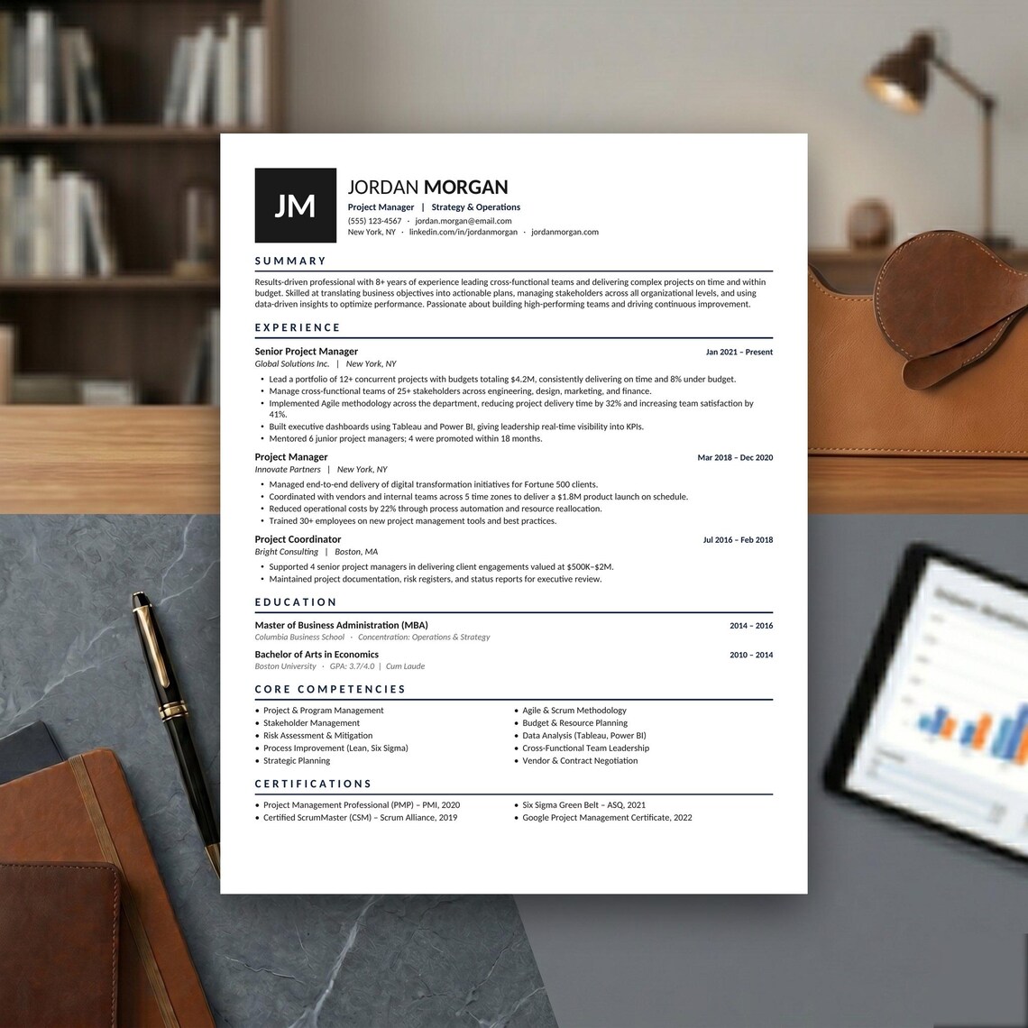 Professional Ats-friendly Modern Clean Resume Template Without Photo ...
