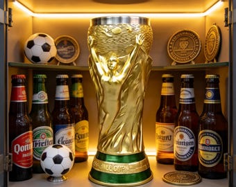 Vaso térmico de acero inoxidable con forma de trofeo de la Copa Mundial de Fútbol 2026 - Taza de café única de la Copa Mundial de Fútbol, regalo para aficionados al deporte
