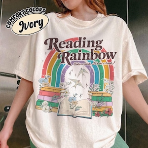 Retro Reading Rainbow Shirt Comfort Colors, Take a Look It’s In a Book TShirt, Funny Librarian shirts, Rainbow School Shirt, Book Lover Gift