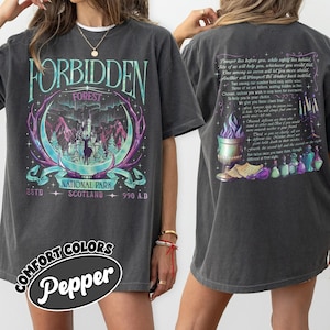 Forbidden Forest Two-Sided Shirt Comfort Colors, Wizarding School Book Tshirt, National Park Wizard Tee, Vintage Forest Graphic