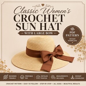 Vintage Crochet Straw Hat | Retro Wide Brim Sun Hat with Bow – Foldable Summer Hat