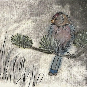 Hand-painted Massachusetts Bird Print Blank Greeting card