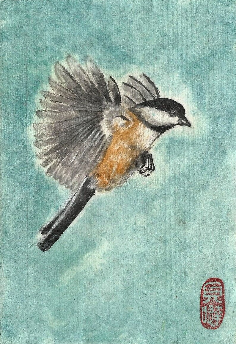 Hand-painted Massachusetts Bird Print Blank Greeting card