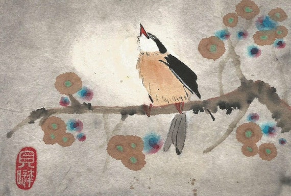 Hand-painted Massachusetts Bird Print Blank Greeting card