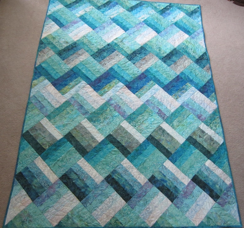 PDF Pattern Ocean Rail Fence Waves Twin and Queen Sized Quilt is Easy