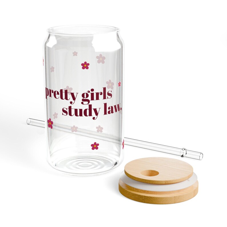 Coffee Study Glass Pretty Girls Study Law Glass Cup | 16oz Floral Sipper Glass | Law ...