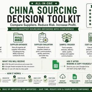 China Sourcing Spreadsheet | Supplier Comparison Template