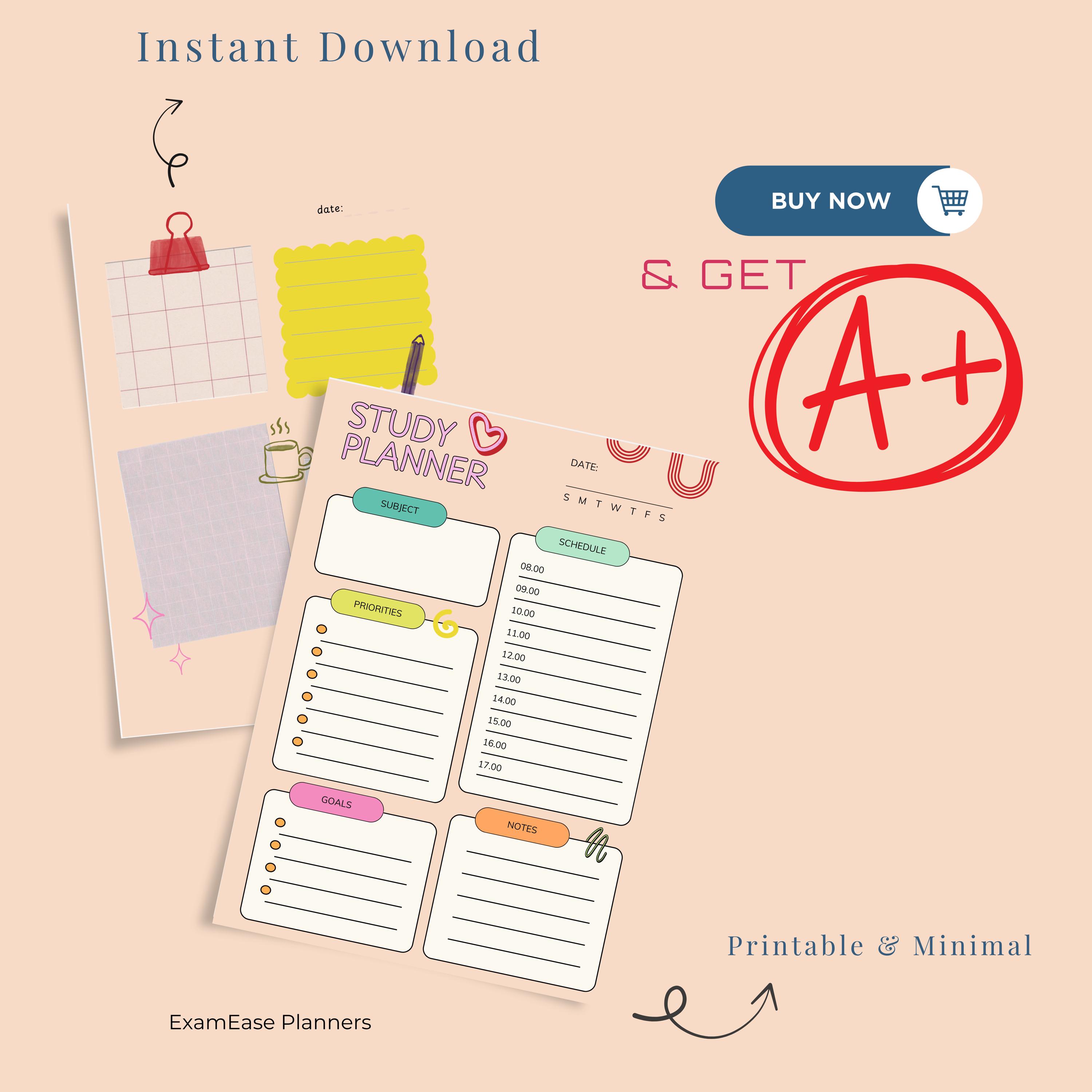 Study Planner Canva Template | Editable Student Planner | Printable ...