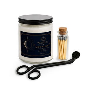 Set di candele UV Moonlight Celestial Label / Candela in barattolo con fiammiferi e taglia stoppino