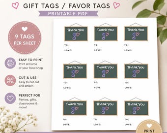 Etiquetas de regalo de agradecimiento descargables