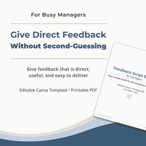 Creador de guiones para comentarios de gerentes / Plantilla para conversaciones difíciles / PDF editable de Canva
