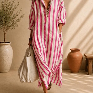 Pink and Green Striped Dress - Etsy Pink and Green Striped Dress - Etsy