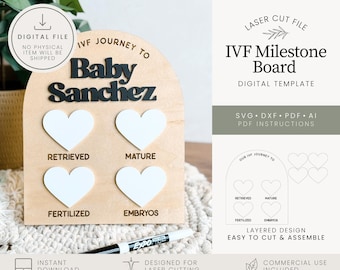 IVF Milestone Board Laser Cut File - IVF Tracker Template (svg, dxf, ai, pdf)