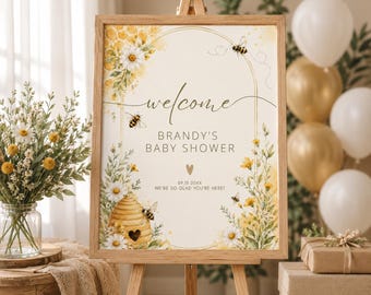 Mommy-to-Bee Welcome sign | Bee Baby Shower Welcome Sign | Parents-to-Bee Decor | Honey Bee Shower | Neutral Baby Shower Sign