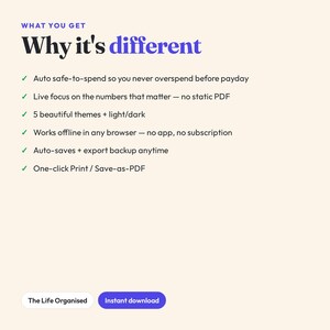 Interactive Paycheck Budget Planner, Safe-to-Spend Tracker (Digital Download) afbeelding 5