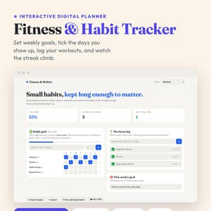 Interactive Fitness Habit Tracker (Digital Download) afbeelding 1