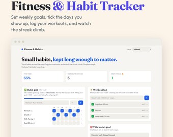 Interactive Fitness Habit Tracker (Digital Download)