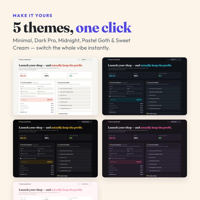 Etsy Seller Planner, Profit Calculator, SEO Title Tool, Launch Checklist (Digital) afbeelding 3