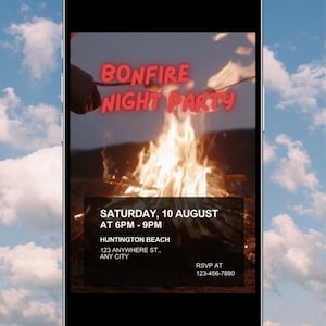 Inbjudan till brasfest (video), inbjudan till brasa i trädgården, smores och mer. Canva-mall.
