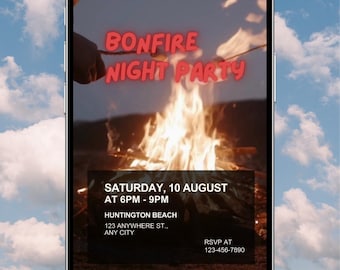 Convite para fogueira (Vídeo), Convite para fogueira no quintal, S'mores e muito mais. Modelo do Canva.