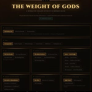 Weight of Gods — TTRPG World Builder | Fallen Gods RPG Campaign Tool | Dark Fantasy Generator