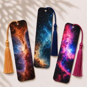 Floating in Deep Space – Set of 3 Bookmarks. Includes Matching Tassels!
