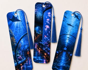 The Late Night at the Aquarium Collection – Set of 3 Bookmarks. Includes Matching Tassels!