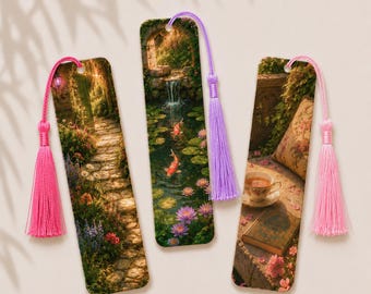 The Secret Garden Collection – Set of 3 Bookmarks. Includes Matching Tassels!