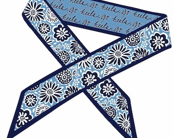 Light Blue White College Satin Skinny Scarf / Reversible  North Carolina Spirit Accessory / Game Day Graduation Gift