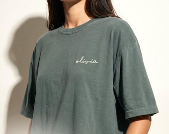 Custom Embroidered Text Shirt, Custom Embroidered Shirt, Comfort Colors 1717, Custom Shirt, Custom Tshirt, Personalized Shirt
