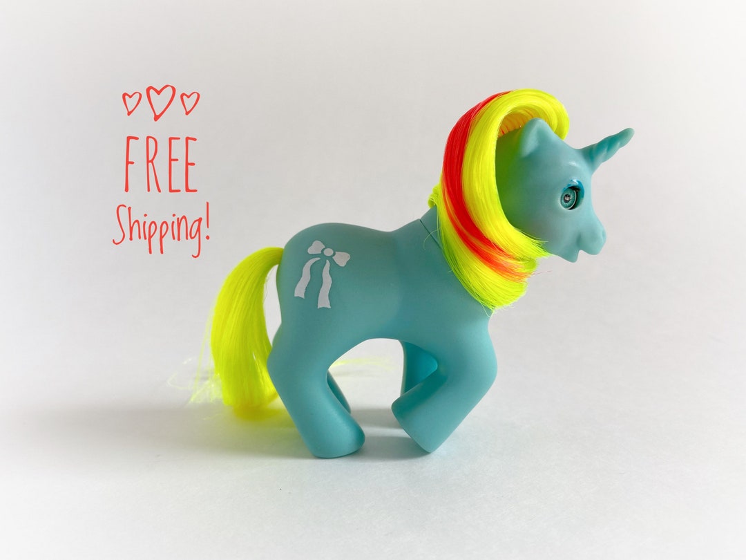 Vintage G1 My Little Pony Baby Ribbon: Blue Unicorn, Yellow Hair (1980s ...