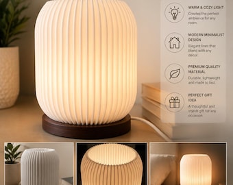 Modern 3D Printed Table Lamp | Minimalist Home Décor | Handmade Ambient Light | Home Collection by Bluecube3D