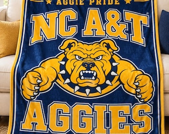 NC A&T Aggies Plush Throw Blanket | Blue Gold Aggie Pride Blanket  North Carolina AT HBCU Alumni Gift