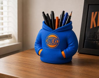 New York Knicks Basketball Hoodie Pen Holder | Desk Organizer | Sports Fan Gift | Office Pencil Cup | 3D Printed Desk Decor