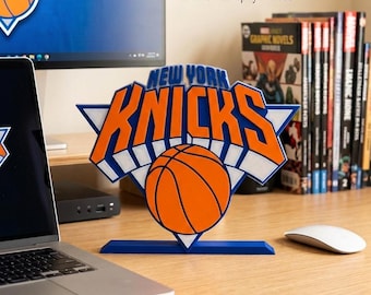 3D Printed New York Knicks Desk Sign - Custom NYC Basketball Logo Decor, Office Desk Accessory, Knicks Fan Gift, Sports Cave Display