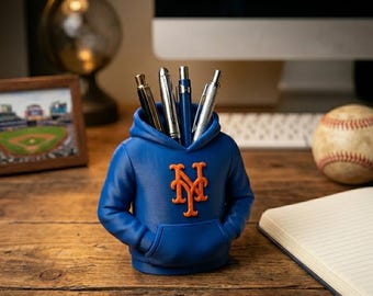 New York Mets Hoodie Pen Holder | 3D Printed Baseball Desk Caddy