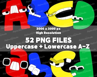 Alphabet Lore PNG Bundle, Full A-Z Uppercase Lowercase Letters (Digital Download)