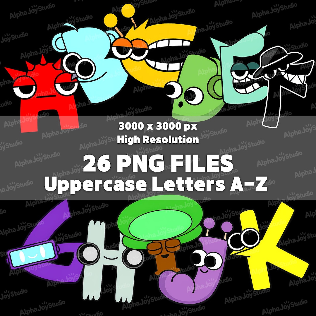 Sprunki Letter R Alphabet Lore Sprunki PNG Bundle, 26 Uppercase A-Z Letters (digital ...