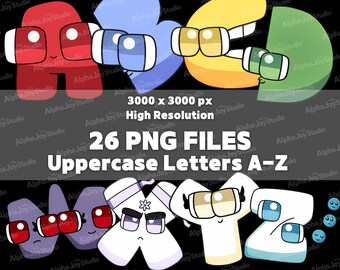 Cute Alphabet Lore PNG Bundle, Uppercase A-Z Letters, Kids Content (Digital Download)