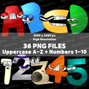 Alphabet Lore PNG Bundle, Uppercase ABC Letters Numbers (Digital Download)