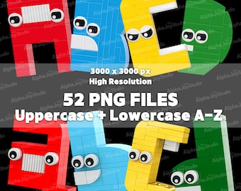 Alphabet Lore PNG Bundle, 3D Brick Letters A-Z (Digital Download)
