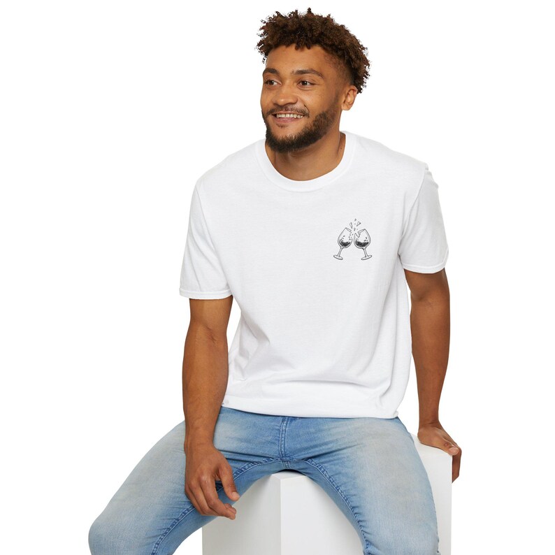 Unhinged & Uncorked T-Shirt | Clinking Wine Glasses Graphic Tee image 5