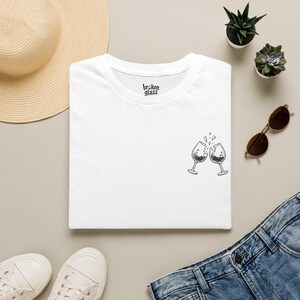 Unhinged & Uncorked T-Shirt | Clinking Wine Glasses Graphic Tee image 2