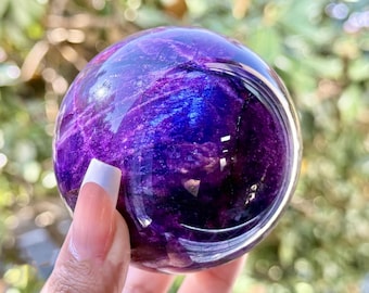 Natural purple moonstone sphere, handmade polished crystal ball, metaphysical home decoration, crystal gift
